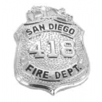 Fire Department San Diego, CA  Antique  Firefighter #418 Badge Pin